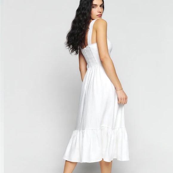 Reformation Rowen Linen Dress White - Size 0 - Picture 3 of 8